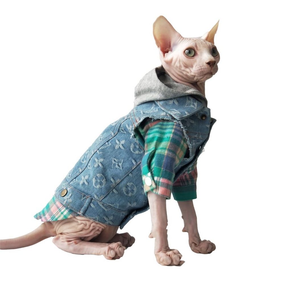 Denim Jacket For Cats Louis Vuitton Denim Jacket For Sphynx Cat