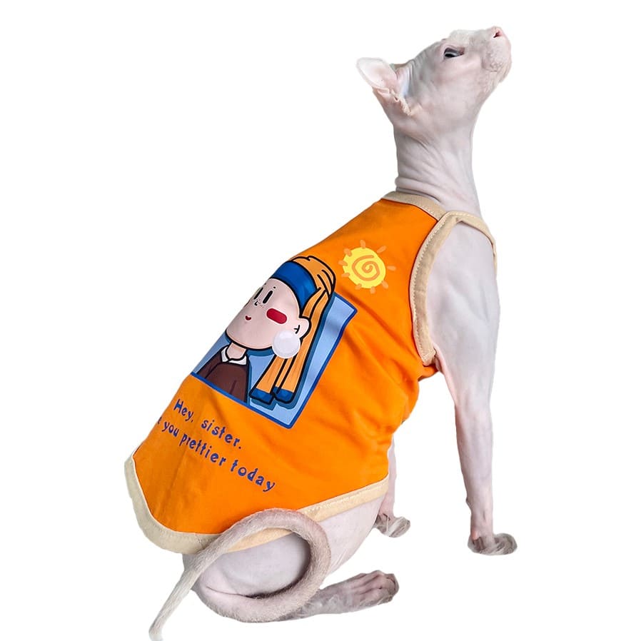 Cat Tank Tops for Cats-Orange Girl with a Pearl Earring · YESWARMG