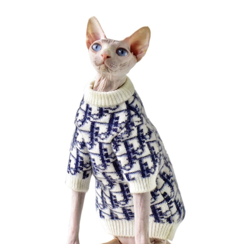 Luxury Cat Sweater Warm Clothes for Cat Sphynx Cat Coat -  Israel