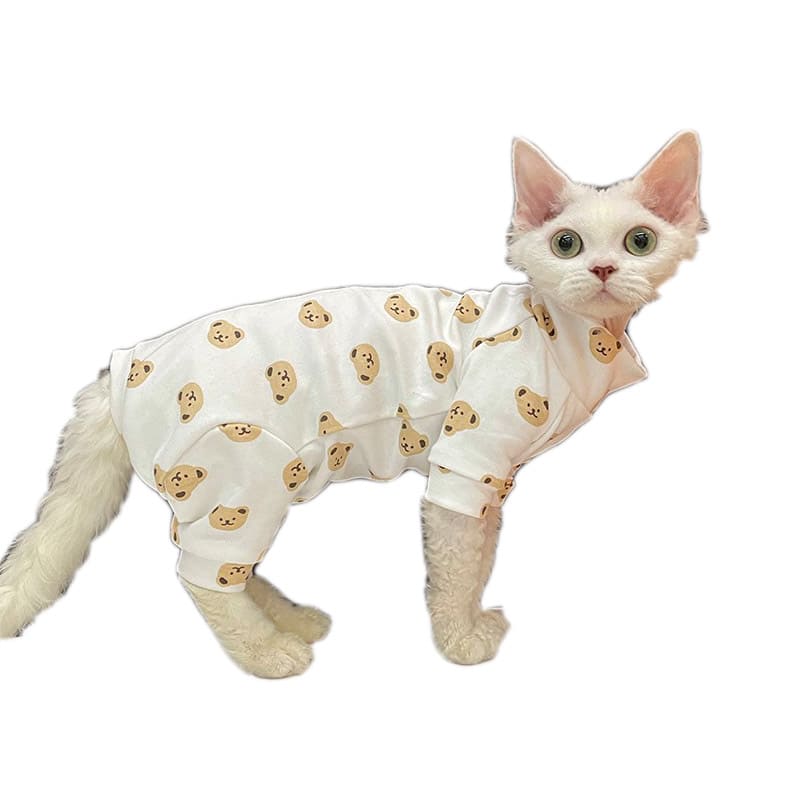 Outfit for Cats | Bear Footie Pajamas for Cats, Pure Cotton, Soft Touch