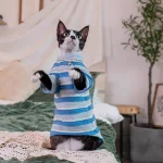 Vintage Stripes Shirt for Cats - Light blue