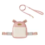 Leather Harness Backpack Leash for Cats - Pink