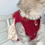 Red Rose Pearl Necklace Collar for Cats