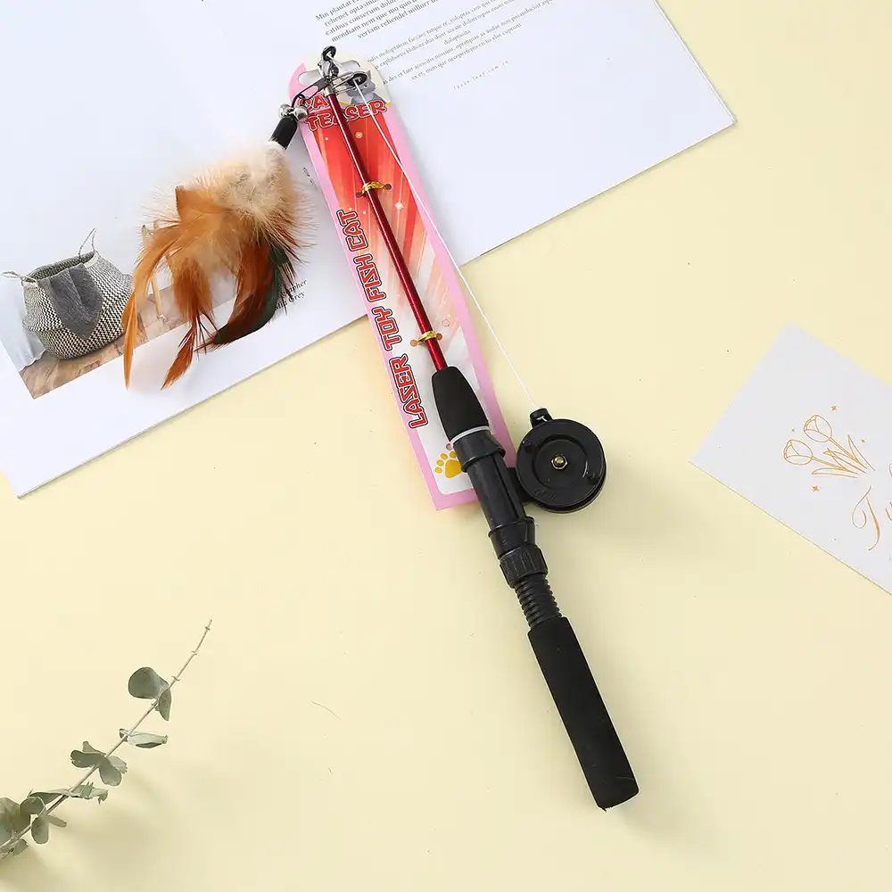 Cat Fishing Pole Toy Telescopic Fishing Rod Toy for Cats · YESWARMG