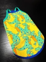 Cute Dinosaur Print Tank Tops for Cats - Yellow