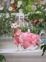 Haute Couture Pink Rose Dress for Cats