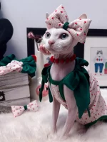 Silk Green Bow Onesie for Cats