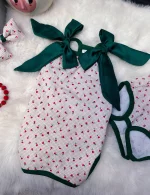 Silk Green Bow Onesie for Cats