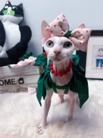 Silk Green Bow Onesie for Cats