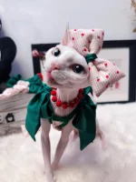 Silk Green Bow Onesie for Cats