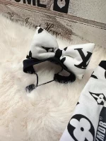 White LV Tank Top for Cats - LV bow hat