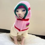 Knit Hooded Scarf Hat for Sphynx